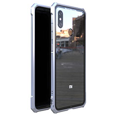 Funda Bumper Lujo Marco de Aluminio Espejo 360 Grados Carcasa M01 para Xiaomi Mi 8 Plata