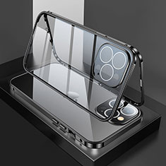Funda Bumper Lujo Marco de Aluminio Espejo 360 Grados Carcasa M02 para Apple iPhone 14 Pro Negro