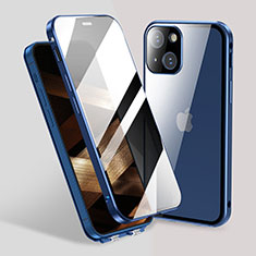 Funda Bumper Lujo Marco de Aluminio Espejo 360 Grados Carcasa M02 para Apple iPhone 15 Plus Azul