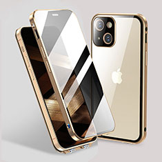 Funda Bumper Lujo Marco de Aluminio Espejo 360 Grados Carcasa M02 para Apple iPhone 15 Plus Oro