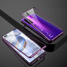 Funda Bumper Lujo Marco de Aluminio Espejo 360 Grados Carcasa M02 para Huawei Honor 30 Pro Morado