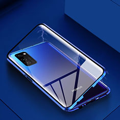 Funda Bumper Lujo Marco de Aluminio Espejo 360 Grados Carcasa M02 para Huawei Honor View 30 5G Azul