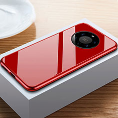 Funda Bumper Lujo Marco de Aluminio Espejo 360 Grados Carcasa M02 para Huawei Mate 40 Pro+ Plus Rojo