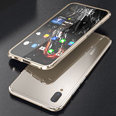 Funda Bumper Lujo Marco de Aluminio Espejo 360 Grados Carcasa M02 para Huawei Nova 3e Oro