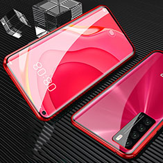 Funda Bumper Lujo Marco de Aluminio Espejo 360 Grados Carcasa M02 para Huawei Nova 7 5G Rojo