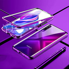 Funda Bumper Lujo Marco de Aluminio Espejo 360 Grados Carcasa M02 para Huawei P Smart Pro (2019) Morado