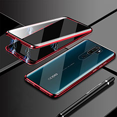 Funda Bumper Lujo Marco de Aluminio Espejo 360 Grados Carcasa M02 para Oppo A11X Rojo