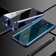 Funda Bumper Lujo Marco de Aluminio Espejo 360 Grados Carcasa M02 para Oppo A9 (2020) Azul