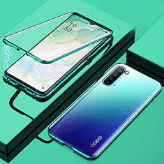 Funda Bumper Lujo Marco de Aluminio Espejo 360 Grados Carcasa M02 para Oppo K7 5G Verde