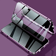 Funda Bumper Lujo Marco de Aluminio Espejo 360 Grados Carcasa M02 para Samsung Galaxy S23 5G Morado