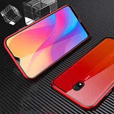 Funda Bumper Lujo Marco de Aluminio Espejo 360 Grados Carcasa M02 para Xiaomi Redmi 8A Rojo