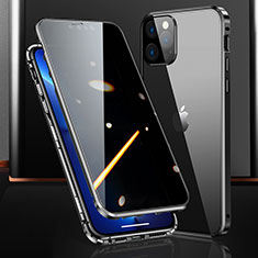 Funda Bumper Lujo Marco de Aluminio Espejo 360 Grados Carcasa M03 para Apple iPhone 13 Pro Negro