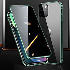 Funda Bumper Lujo Marco de Aluminio Espejo 360 Grados Carcasa M03 para Apple iPhone 13 Verde