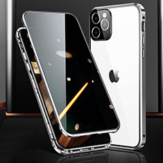 Funda Bumper Lujo Marco de Aluminio Espejo 360 Grados Carcasa M03 para Apple iPhone 14 Pro Max Plata