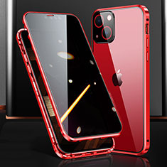 Funda Bumper Lujo Marco de Aluminio Espejo 360 Grados Carcasa M03 para Apple iPhone 15 Plus Rojo