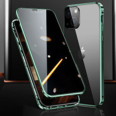 Funda Bumper Lujo Marco de Aluminio Espejo 360 Grados Carcasa M03 para Apple iPhone 15 Verde