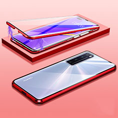 Funda Bumper Lujo Marco de Aluminio Espejo 360 Grados Carcasa M03 para Huawei Nova 7 Pro 5G Rojo