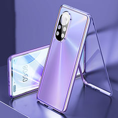 Funda Bumper Lujo Marco de Aluminio Espejo 360 Grados Carcasa M03 para Huawei Nova 8 Pro 5G Morado