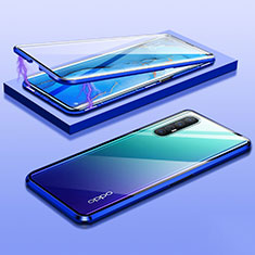 Funda Bumper Lujo Marco de Aluminio Espejo 360 Grados Carcasa M03 para Oppo Find X2 Neo Azul