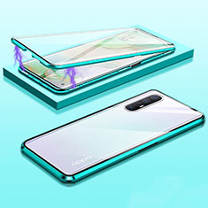 Funda Bumper Lujo Marco de Aluminio Espejo 360 Grados Carcasa M03 para Oppo Reno3 Pro Verde