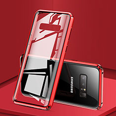 Funda Bumper Lujo Marco de Aluminio Espejo 360 Grados Carcasa M03 para Samsung Galaxy Note 8 Rojo