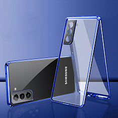 Funda Bumper Lujo Marco de Aluminio Espejo 360 Grados Carcasa M03 para Samsung Galaxy S22 5G Azul