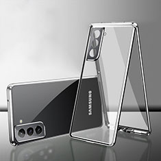 Funda Bumper Lujo Marco de Aluminio Espejo 360 Grados Carcasa M03 para Samsung Galaxy S23 5G Plata