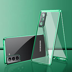 Funda Bumper Lujo Marco de Aluminio Espejo 360 Grados Carcasa M03 para Samsung Galaxy S24 Plus 5G Verde