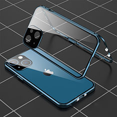 Funda Bumper Lujo Marco de Aluminio Espejo 360 Grados Carcasa M04 para Apple iPhone 13 Azul
