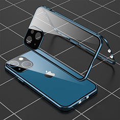 Funda Bumper Lujo Marco de Aluminio Espejo 360 Grados Carcasa M04 para Apple iPhone 15 Azul