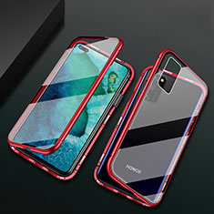 Funda Bumper Lujo Marco de Aluminio Espejo 360 Grados Carcasa M04 para Huawei Honor View 30 Pro 5G Rojo