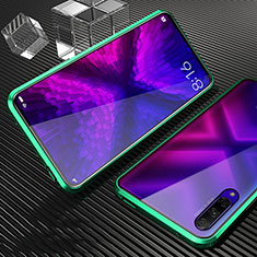 Funda Bumper Lujo Marco de Aluminio Espejo 360 Grados Carcasa M04 para Huawei P Smart Pro (2019) Verde