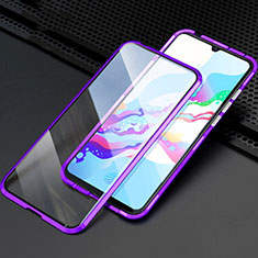 Funda Bumper Lujo Marco de Aluminio Espejo 360 Grados Carcasa M04 para Oppo A11X Morado