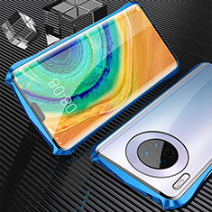 Funda Bumper Lujo Marco de Aluminio Espejo 360 Grados Carcasa M05 para Huawei Mate 30 Pro 5G Azul