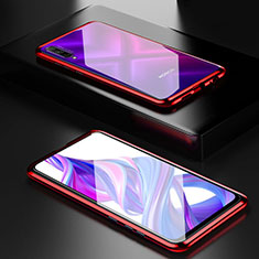 Funda Bumper Lujo Marco de Aluminio Espejo 360 Grados Carcasa M05 para Huawei P Smart Pro (2019) Rojo