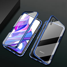 Funda Bumper Lujo Marco de Aluminio Espejo 360 Grados Carcasa M05 para Huawei P Smart Z (2019) Azul