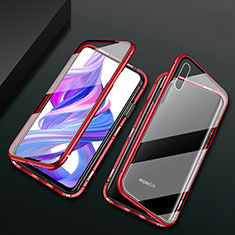 Funda Bumper Lujo Marco de Aluminio Espejo 360 Grados Carcasa M05 para Huawei P Smart Z (2019) Rojo