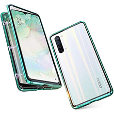 Funda Bumper Lujo Marco de Aluminio Espejo 360 Grados Carcasa M05 para Oppo Find X2 Lite Verde