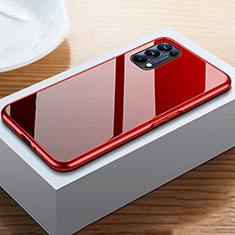 Funda Bumper Lujo Marco de Aluminio Espejo 360 Grados Carcasa M05 para Oppo Find X3 Lite 5G Rojo y Negro