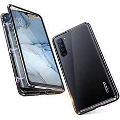 Funda Bumper Lujo Marco de Aluminio Espejo 360 Grados Carcasa M05 para Oppo Reno3 Negro