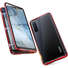 Funda Bumper Lujo Marco de Aluminio Espejo 360 Grados Carcasa M05 para Oppo Reno3 Rojo