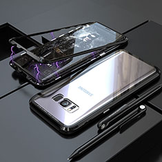 Funda Bumper Lujo Marco de Aluminio Espejo 360 Grados Carcasa M05 para Samsung Galaxy S8 Negro
