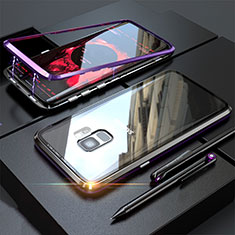 Funda Bumper Lujo Marco de Aluminio Espejo 360 Grados Carcasa M05 para Samsung Galaxy S9 Morado