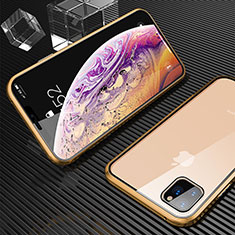 Funda Bumper Lujo Marco de Aluminio Espejo 360 Grados Carcasa M06 para Apple iPhone 11 Pro Oro