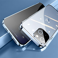Funda Bumper Lujo Marco de Aluminio Espejo 360 Grados Carcasa M06 para Apple iPhone 13 Azul