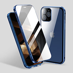 Funda Bumper Lujo Marco de Aluminio Espejo 360 Grados Carcasa M06 para Apple iPhone 14 Pro Azul