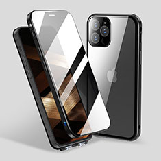 Funda Bumper Lujo Marco de Aluminio Espejo 360 Grados Carcasa M06 para Apple iPhone 15 Pro Negro