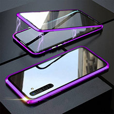 Funda Bumper Lujo Marco de Aluminio Espejo 360 Grados Carcasa M06 para Oppo K5 Morado