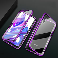 Funda Bumper Lujo Marco de Aluminio Espejo 360 Grados Carcasa M07 para Huawei Y9s Morado