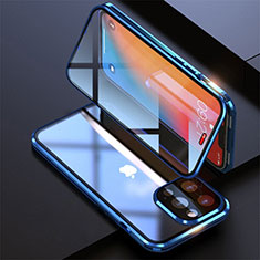 Funda Bumper Lujo Marco de Aluminio Espejo 360 Grados Carcasa M08 para Apple iPhone 13 Pro Max Azul